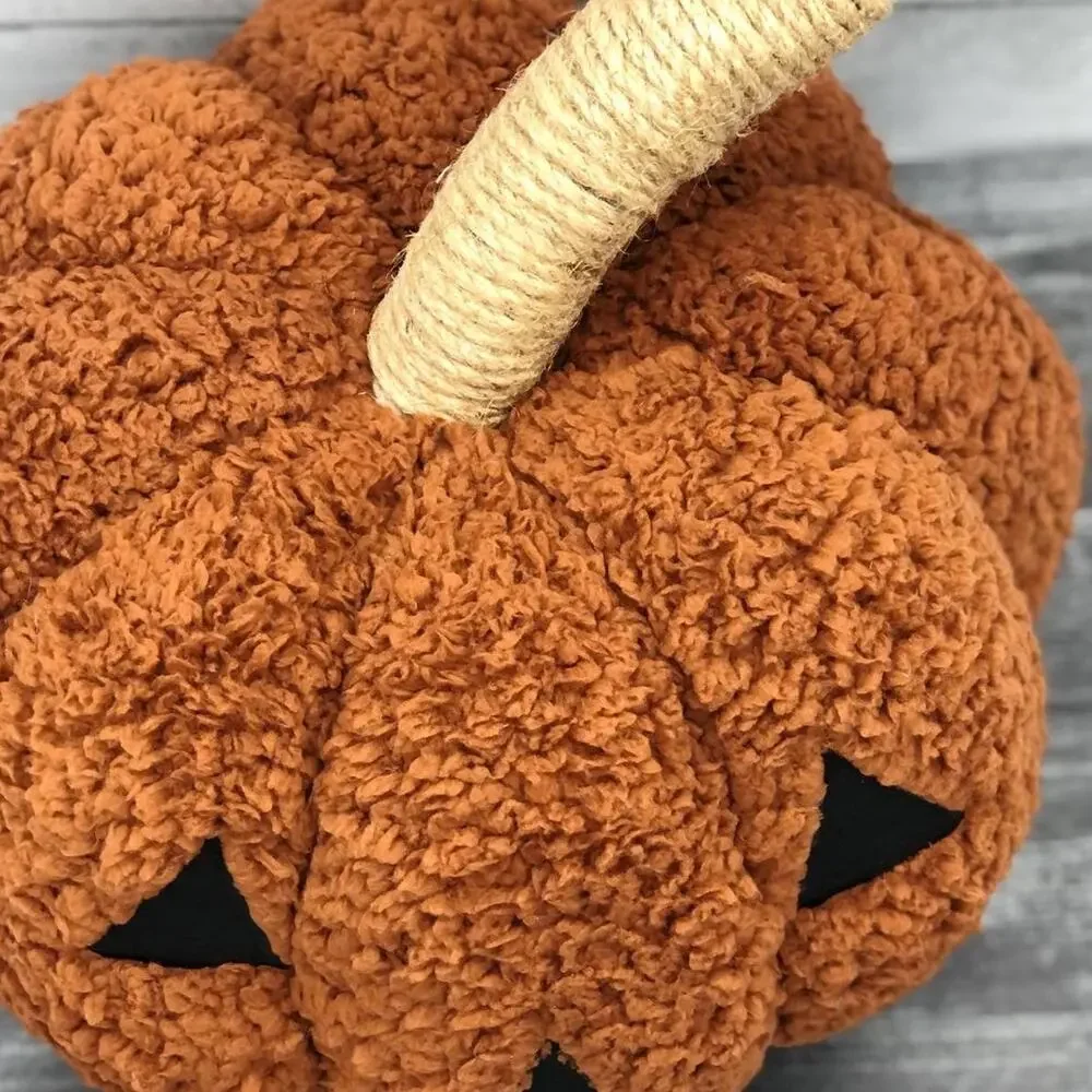 Sherpa Jack O Lantern Plush Pumpkin Pillow Halloween Decor